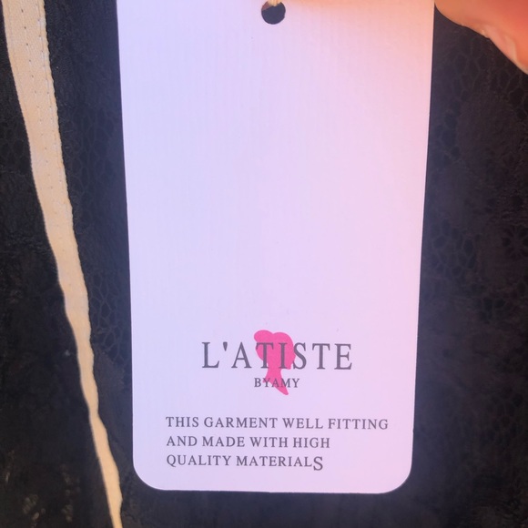 NWT LATISTE Sexy Black Lace Slip+ Undies Dress SZS - Picture 7 of 15